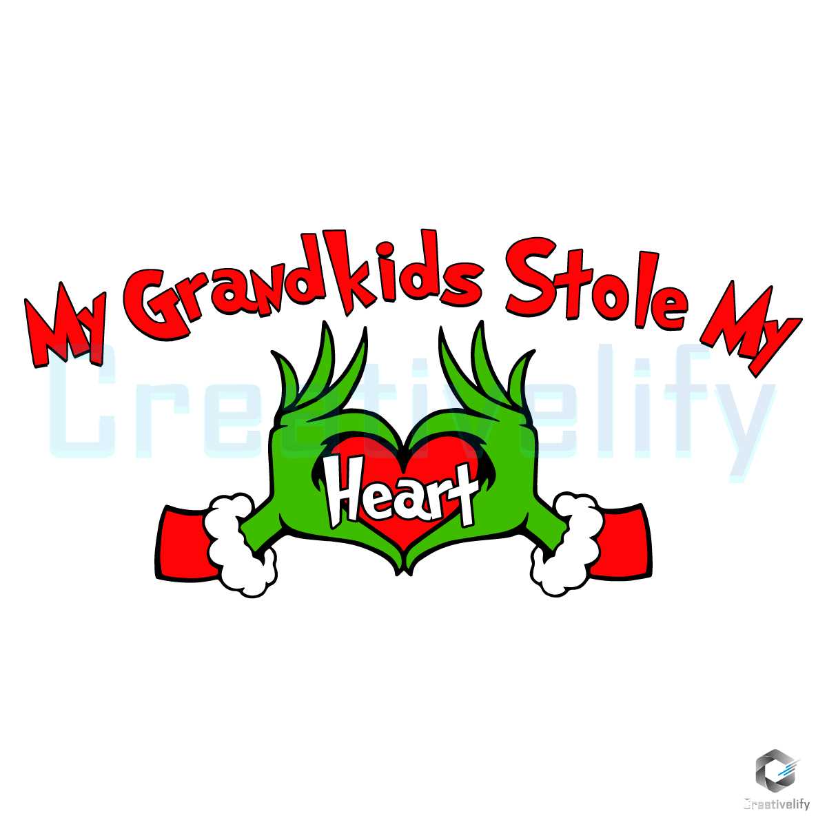 Santa Grinch Heart SVG Grandkids Stole Cutting Digital File - CreativeLify