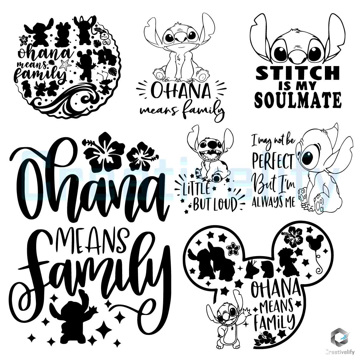 Ohana Stitch Family SVG Mickey Ears File Digital Download - CreativeLify