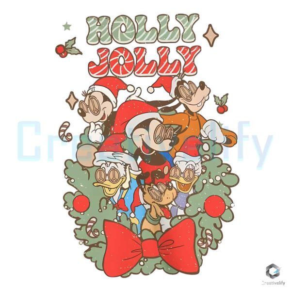 holly-jolly-christmas-wreath-disney-mickey-png-download