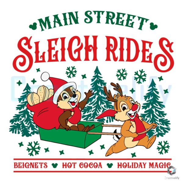 Main Street Sleigh Rides Chip And Dale SVG