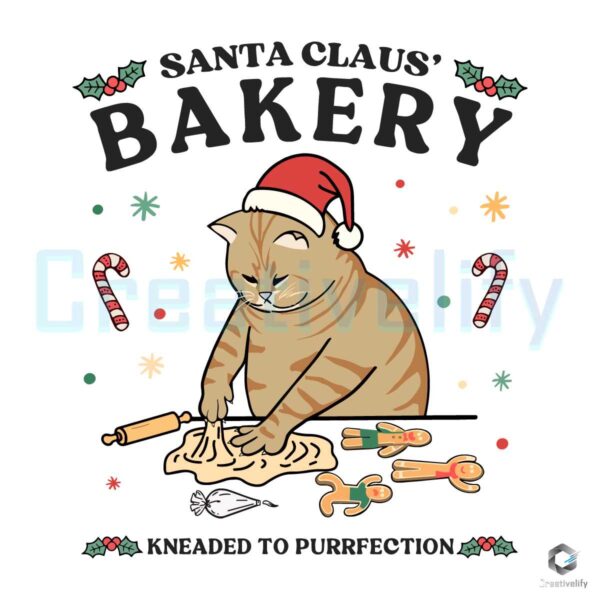 Funny Christmas Cat Santa Claus Bakery SVG File