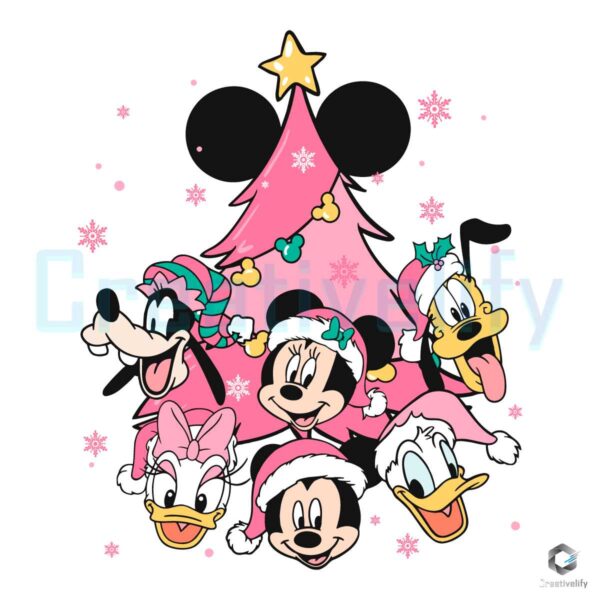 Pink Mickey Friends Christmas Tree SVG File