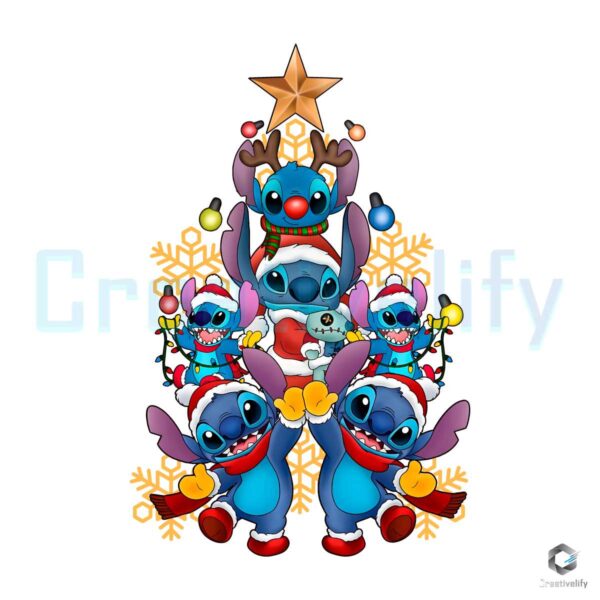 Merry Christmas Tree Santa Stitch PNG File