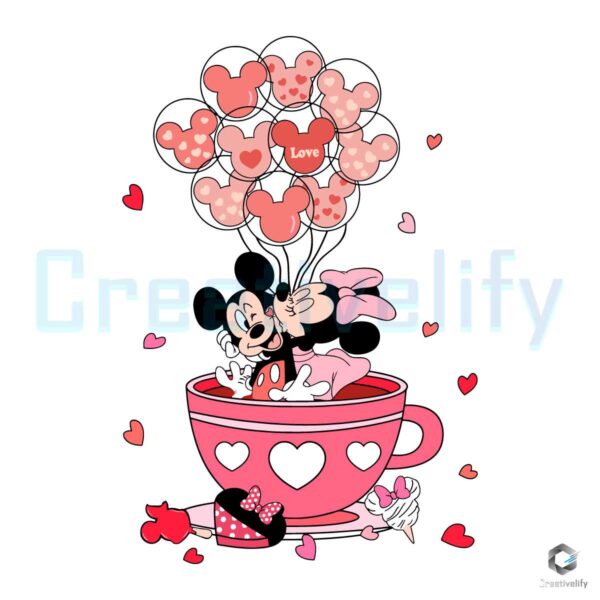 Mickey Minnie Love Cup Valentine SVG File