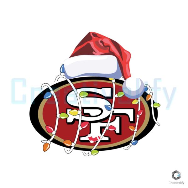 Santa And Christmas Light 49ers Football SVG