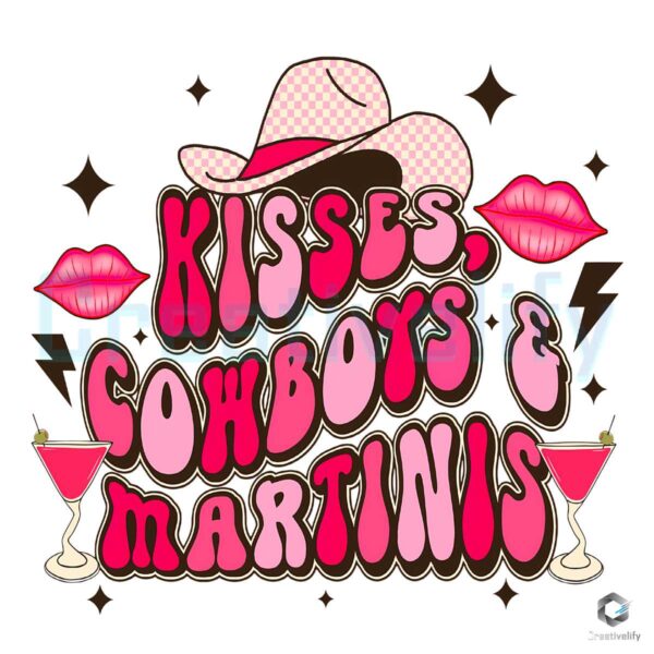 Kisses Cowboys Martinis Valentine PNG File