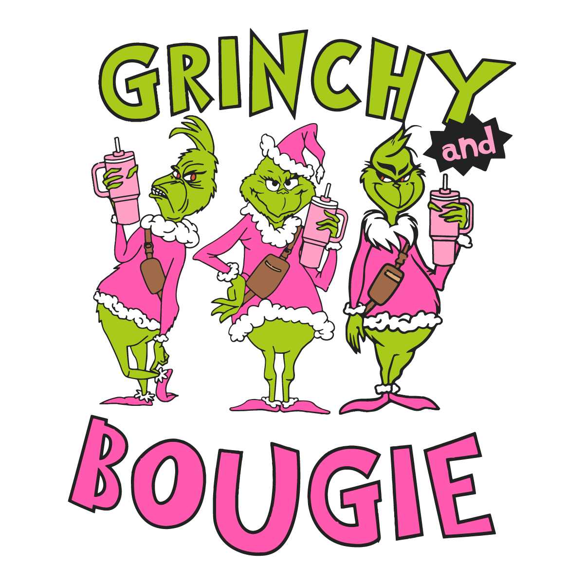 Grinchy And Bougie Santa SVG Pink Christmas File - CreativeLify