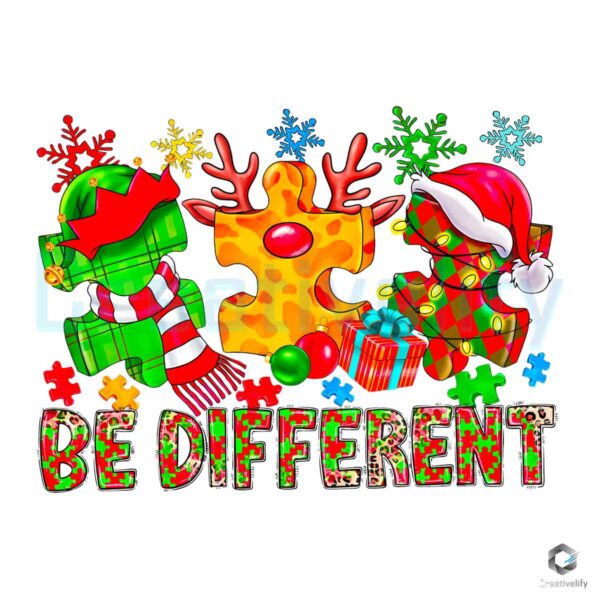 Christmas Autism Awareness Be Different PNG