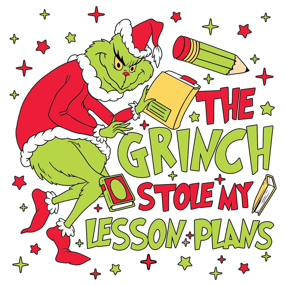 Retro Grinch Stole My Lesson Plans SVG Funny Christmas File - CreativeLify