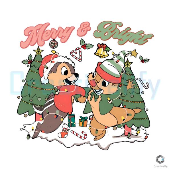 Merry And Brigh Xmas Chip And Dale PNG