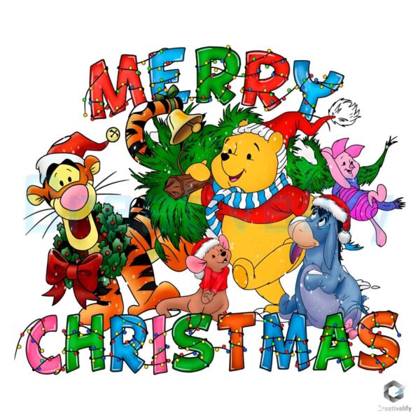 Merry Christmas Pooh And Friends PNG File