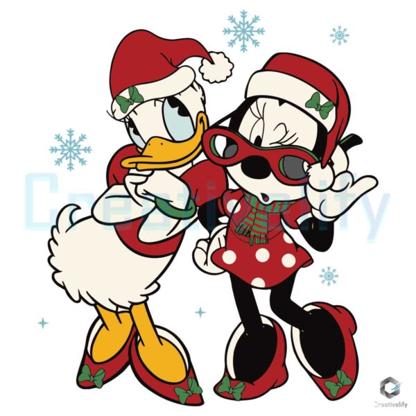 Merry Christmas Santa Minnie And Daisy SVG