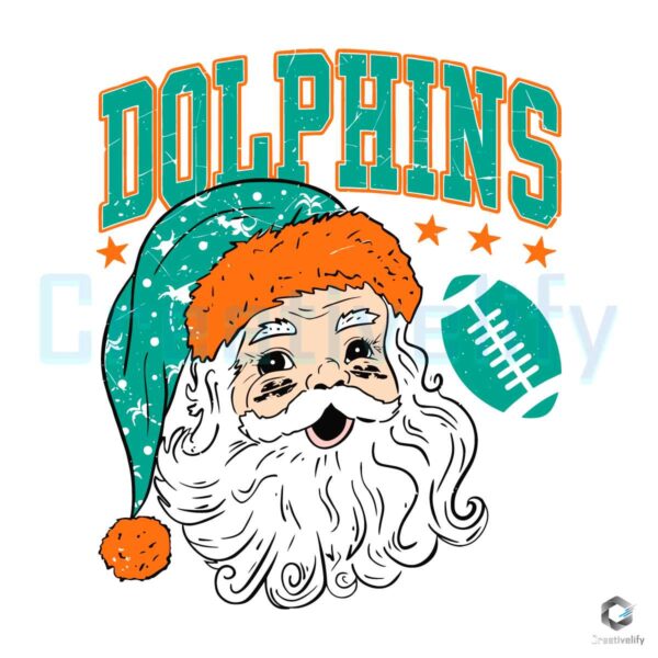 Miami Dolphins Football Santa Christmas SVG