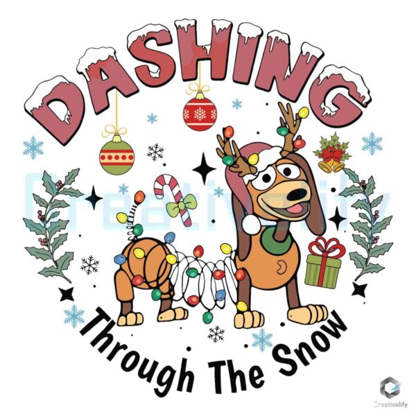 Dashing Through The Snow Slinky Dog SVG
