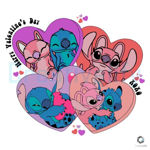 Love Xoxo Stitch Angel Valentine's Day SVG