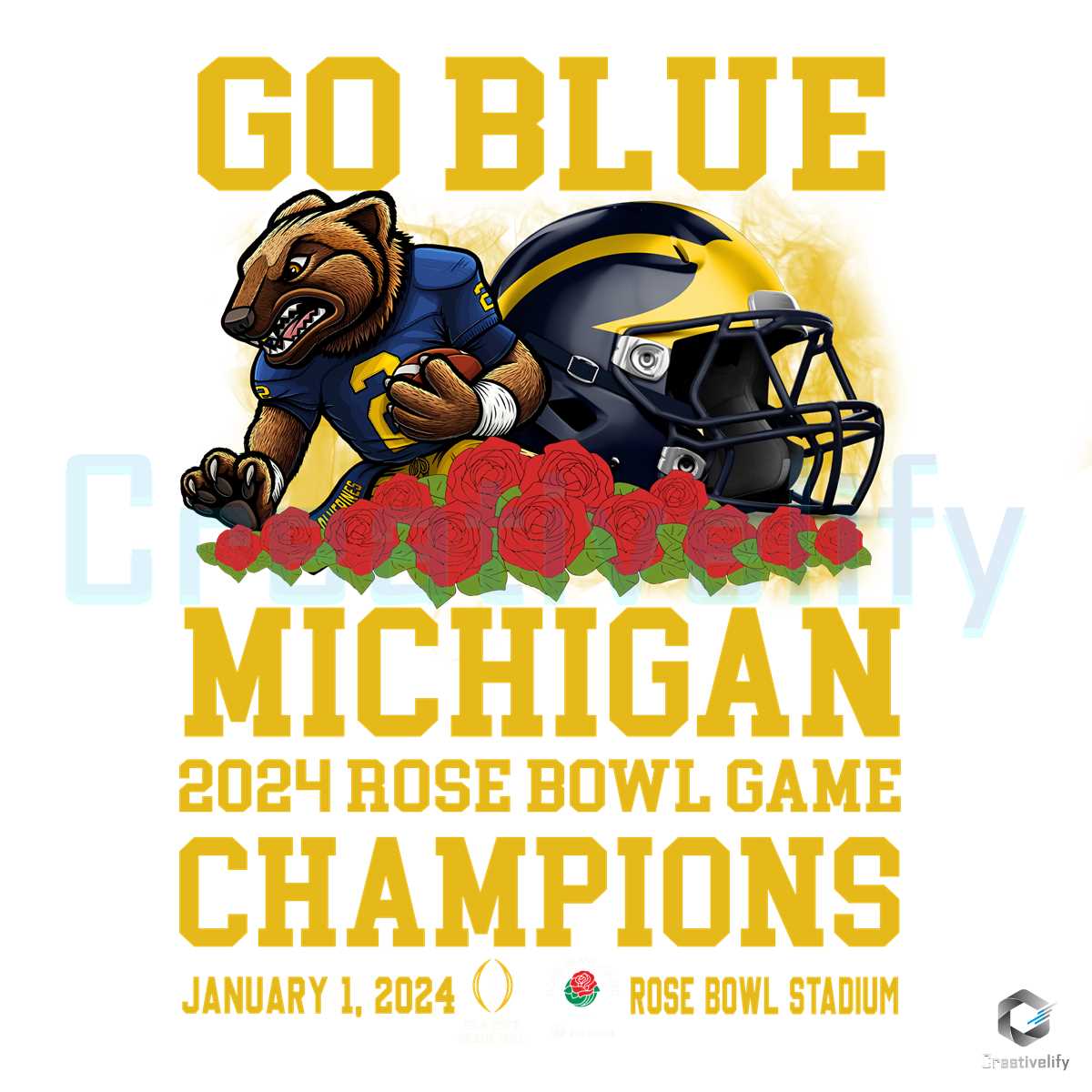 Go Blue Michigan Rose PNG Bowl Game Champions File - CreativeLify
