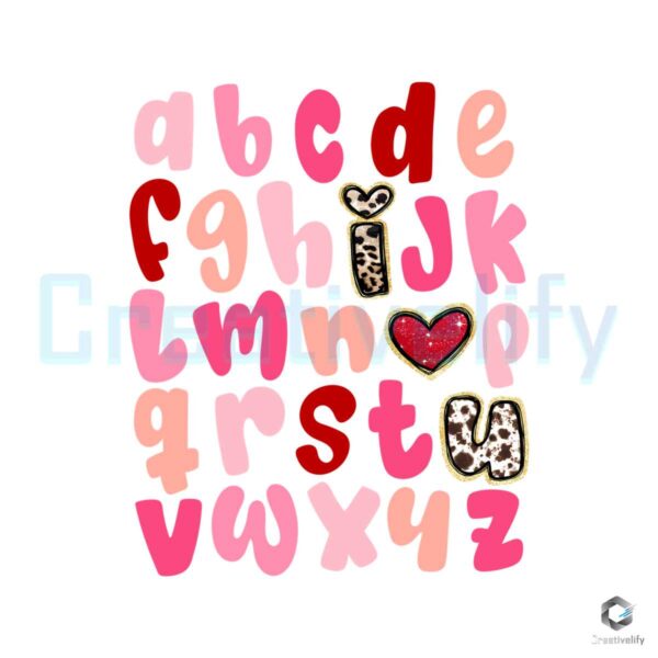 ABC I Love You Alphabet Valentine PNG File