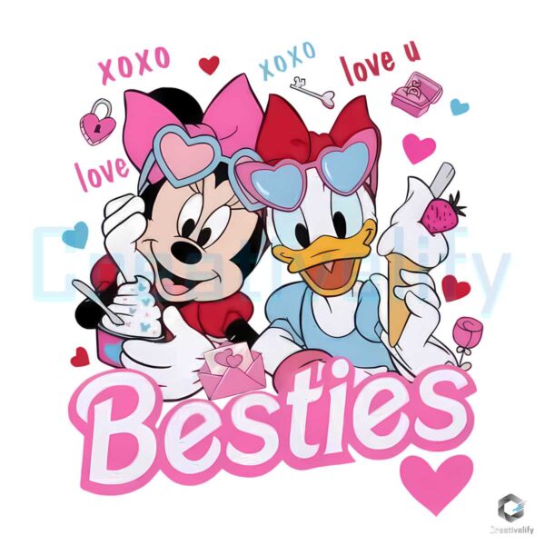 Minnie Daisy Besties Heart Valentines PNG