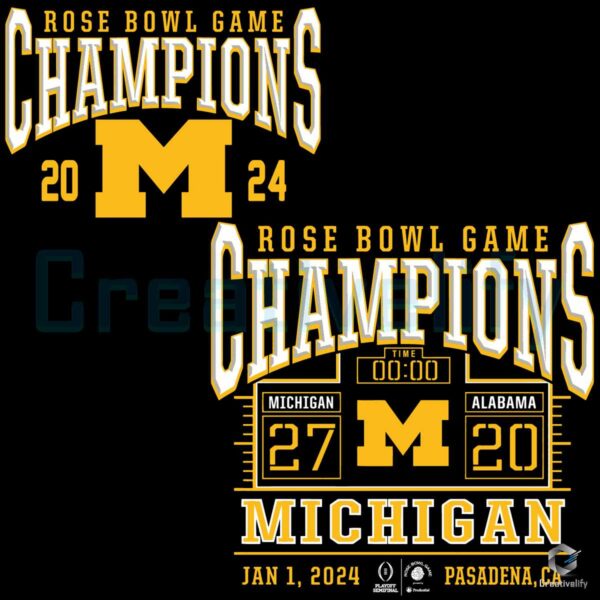 Michigan Wolverines 2024 SVG Rose Bowl Game Champions File CreativeLify