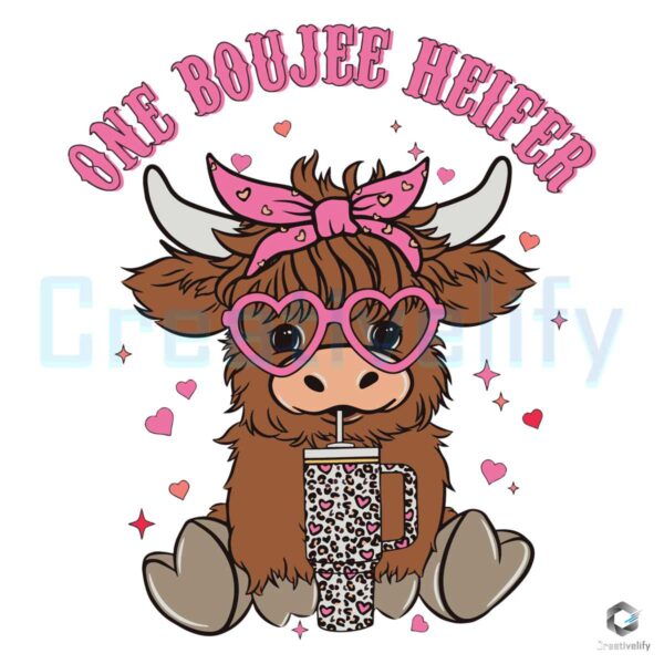 cute-one-boujee-heifer-pink-highland-cow-svg