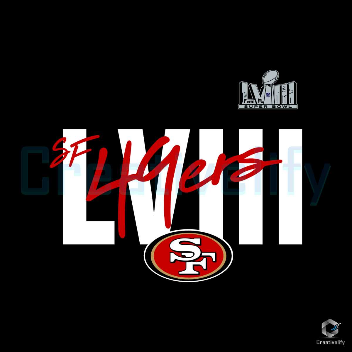 SF 49ers Football LVIII Logo SVG NFL Sport Team File CreativeLify