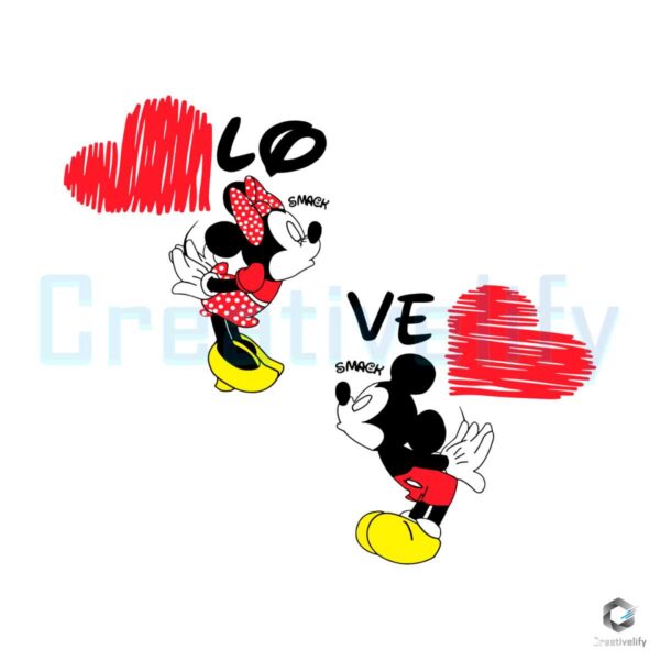 Kissing Mickey Minnie Smack Valentine SVG