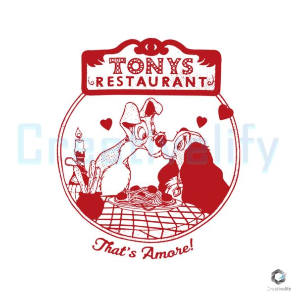 Tony's Restaurant Lady And Tramp Heart SVG