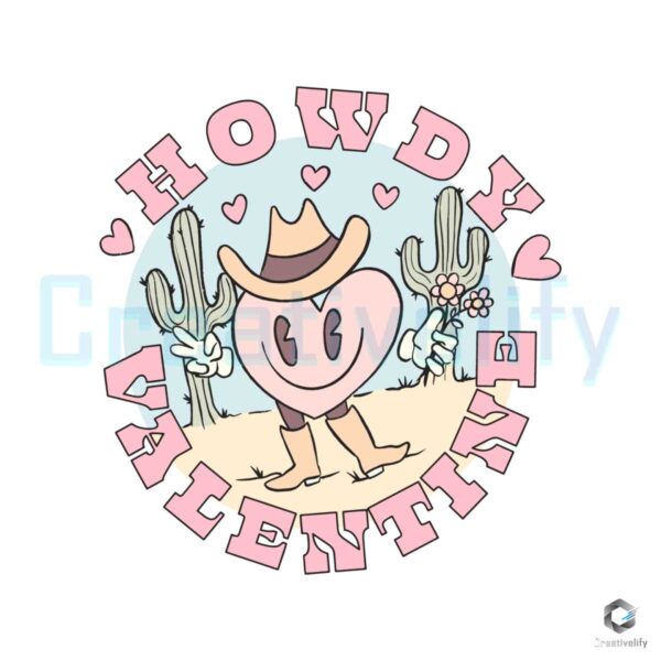 Western Howdy Valentine Heart SVG File Digital