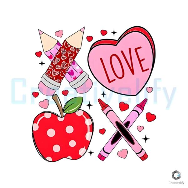 XOXO Teacher Lover School Valentine PNG