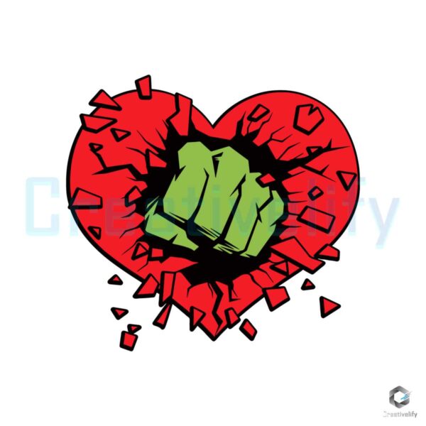 Marvel Hulk Smash Heart Valentine SVG File