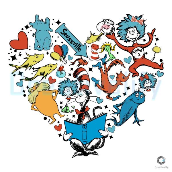 Dr Seuss Heart Shape Seussville SVG File