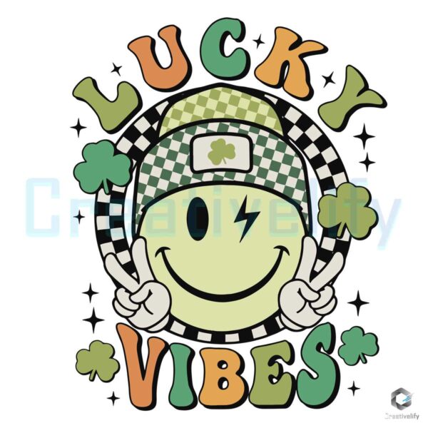 Funny Lucky Vibes Smiley Face SVG File