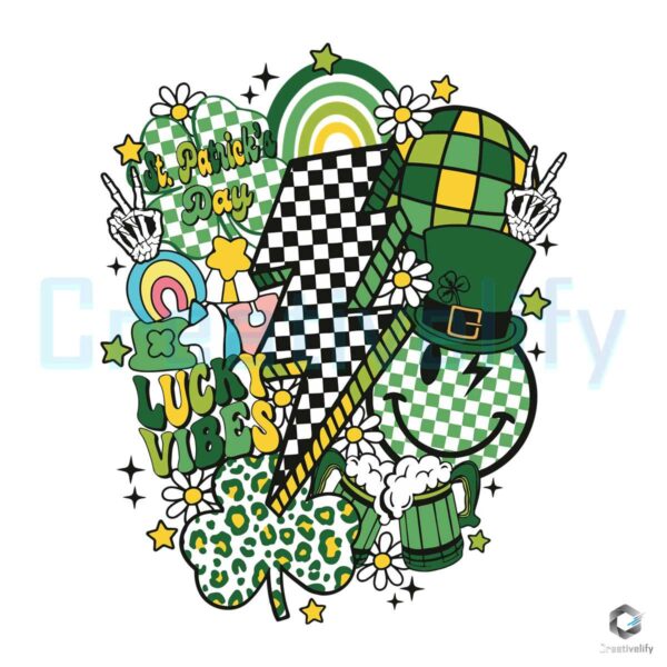 St Patricks Day Lucky Vibes SVG File Design