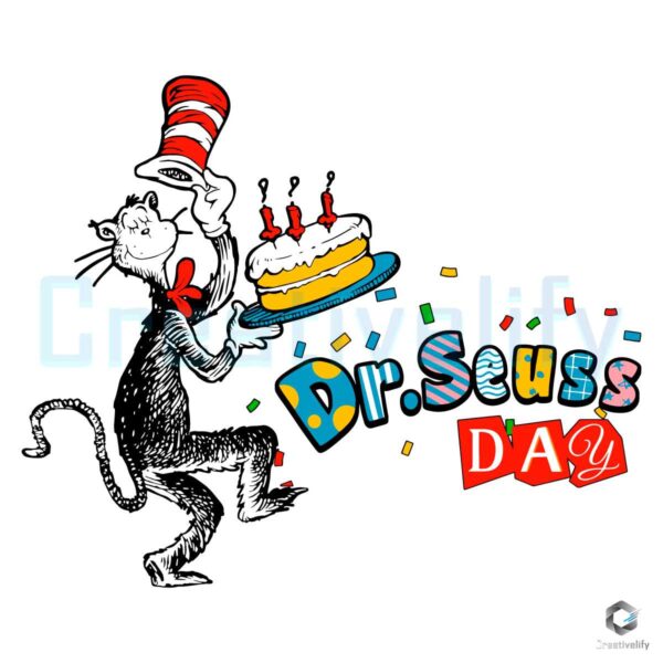 Retro Dr Seuss Day Birthday Cake SVG File