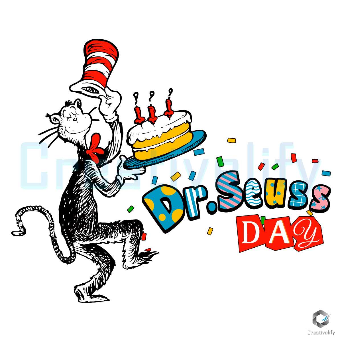 Retro Dr Seuss Day Birthday Cake SVG File - CreativeLify