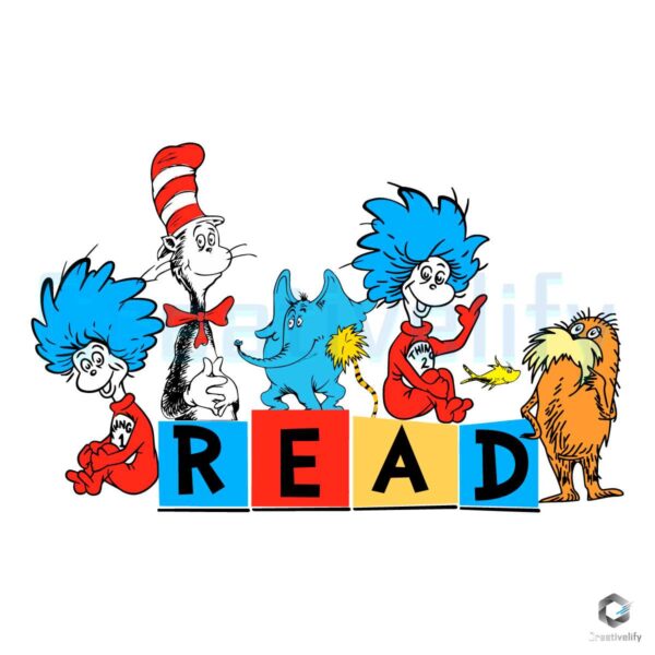 Dr Seuss Friends READ Book SVG File Download