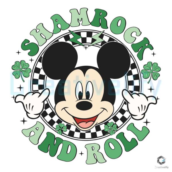 Mickey Shamrock And Roll Patricks Day SVG