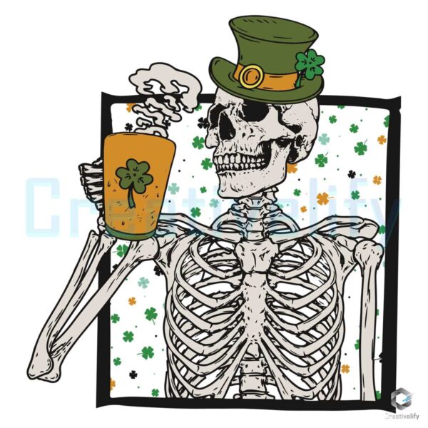 St Patricks Skeleton Shamrock SVG File