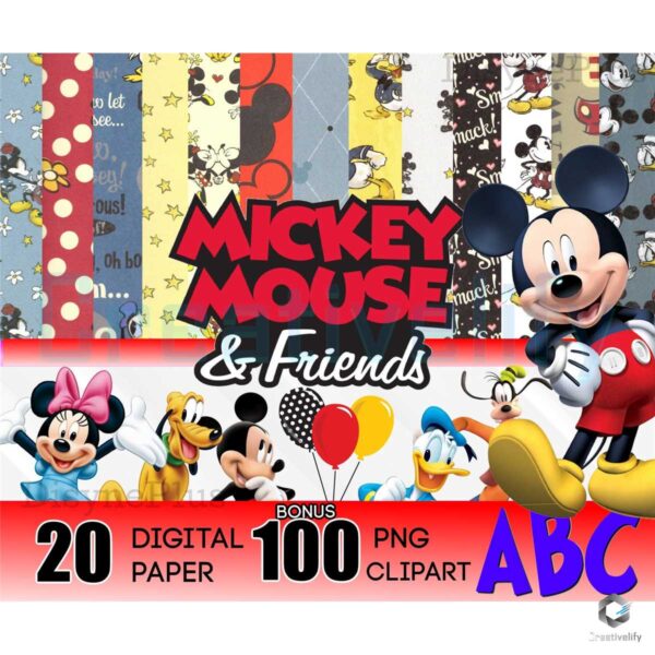 100 Files Mickey And Friends PNG File Bundle