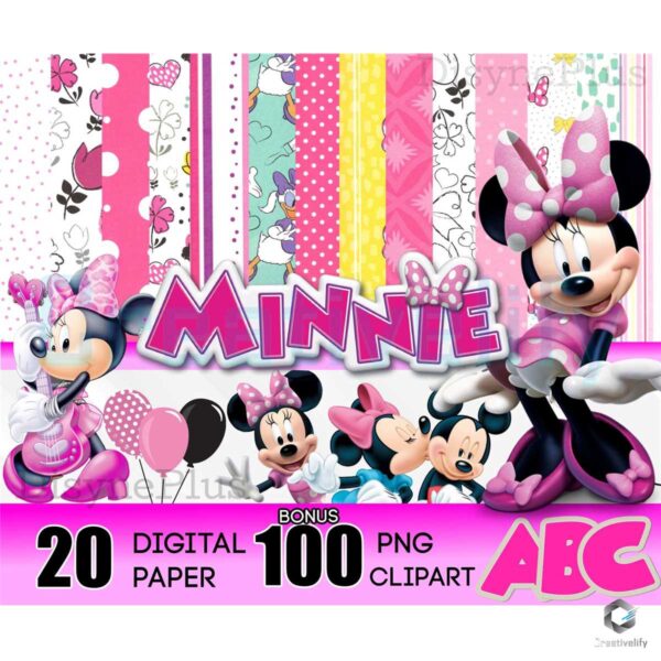 Pink Minnie Mouse Wallpaper Bundle PNG File
