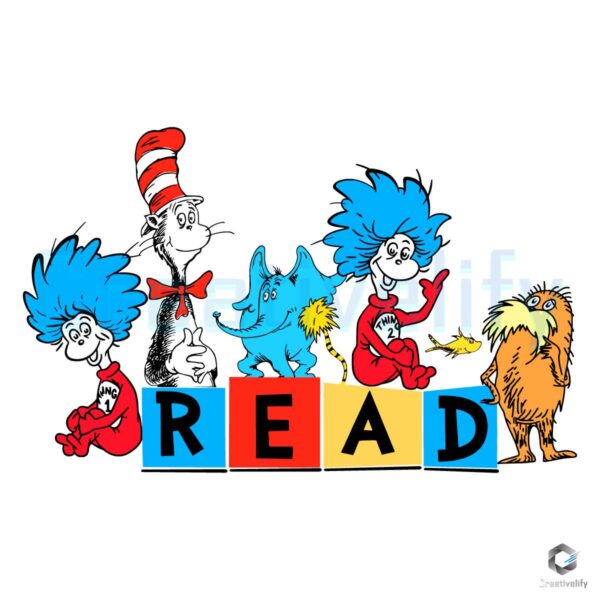 Retro Read Dr Seuss Characters SVG - CreativeLify