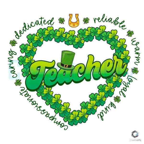 Retro Teacher Shamrock Patricks Day PNG