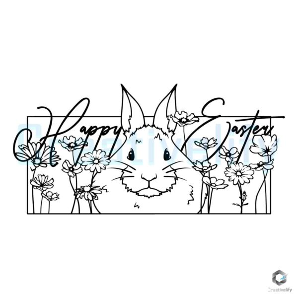 Happy Easter Floral Bunny Vintage SVG File