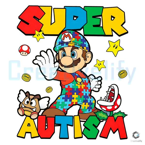 Super Mario Super Autism PNG File Design