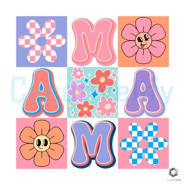 Mama Floral Smiley Face SVG File Design