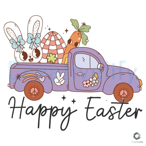 Happy Easters Day Bunny Truck SVG File