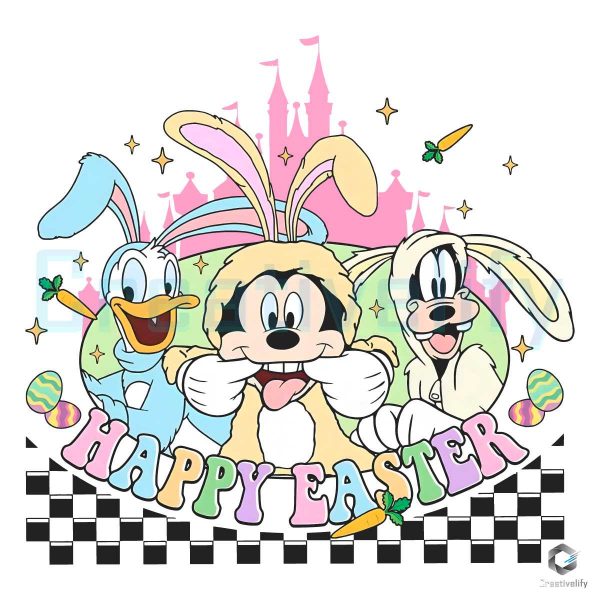 Happy Easter Mickey Friends Castle PNG