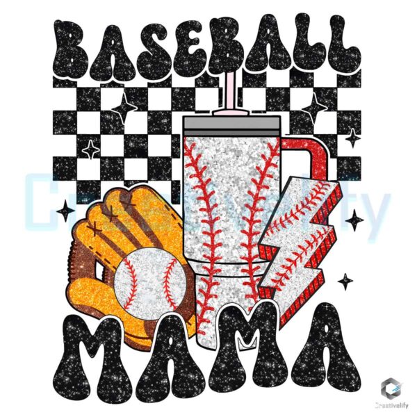 Glitter Baseball Mama Tumbler PNG File