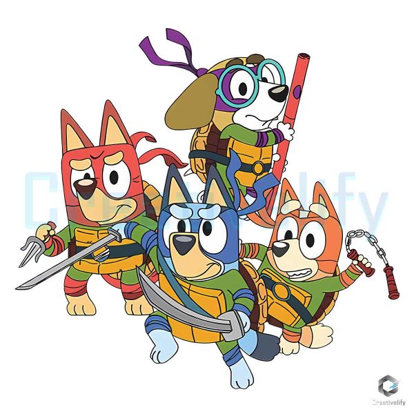 Funny Bluey Friends Turtle PNG File Design