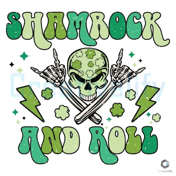 Funny Shamrock And Roll Skull SVG File